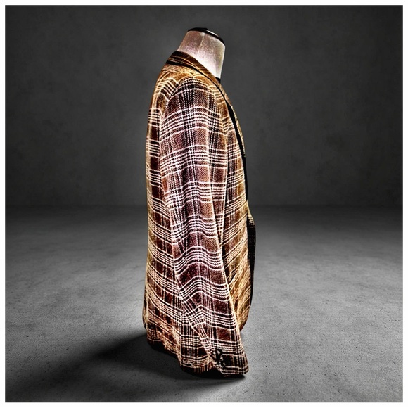 Joseph Abboud 100% Wool Brown Plaid Blazer | 40R | Classic Tailored Sport Coat - Picture 2 of 9